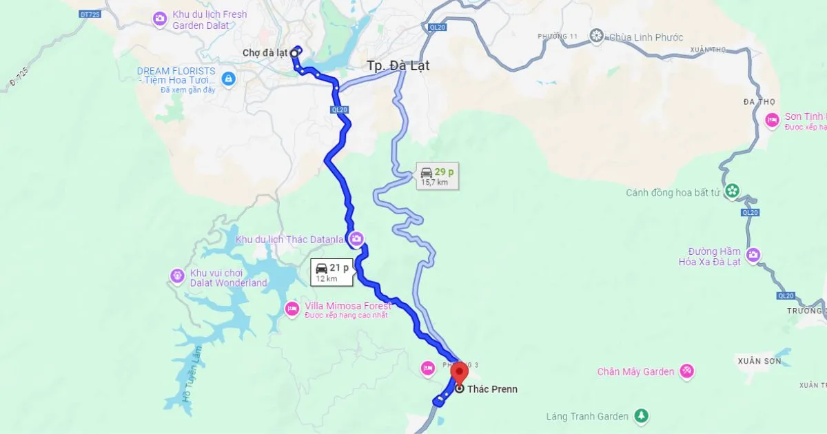 Hướng dẫn đường đi đến thác Prenn