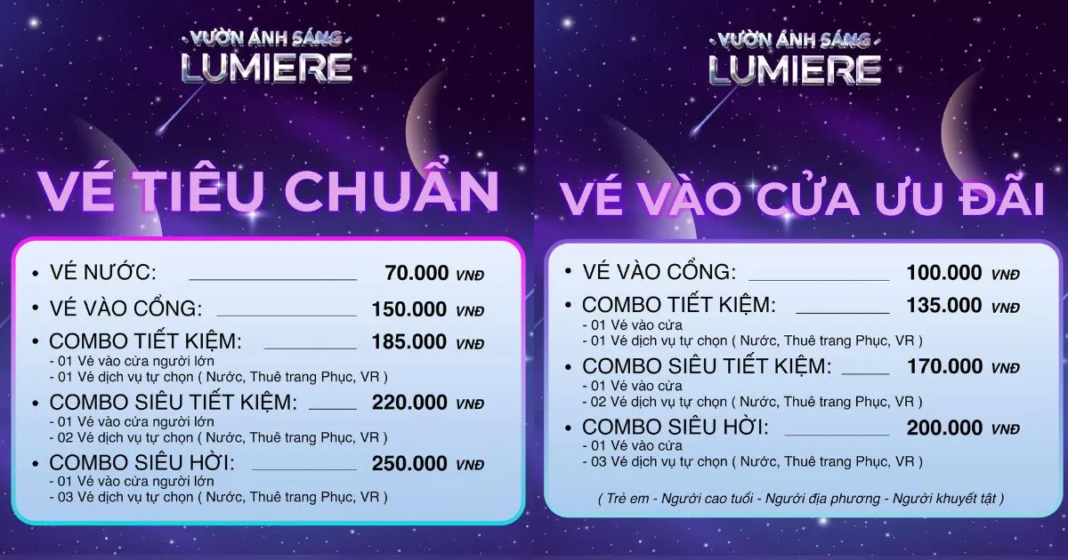 Giá vé tham quan vườn ánh sáng Lumiere